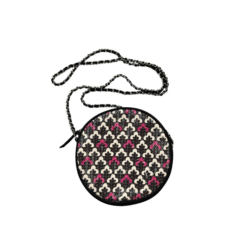 Vera‎ Bradley Shimmer Evening Bag Canterbury Magenta Pattern Round Crossbody - Picture 2 of 12